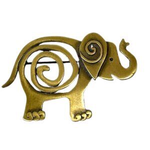 JJ Jonette gold-tone elephant swirl brooch/pin.